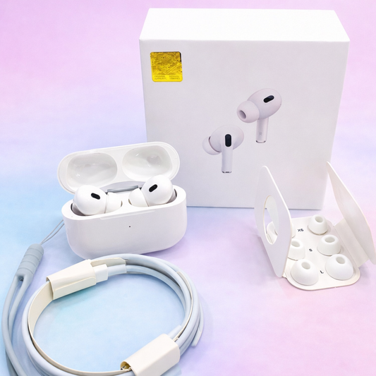 White Pro 2 box pack wireless earbuds with all accessories