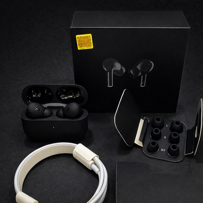 Black Pro 2 box pack wireless earbuds with all accessories