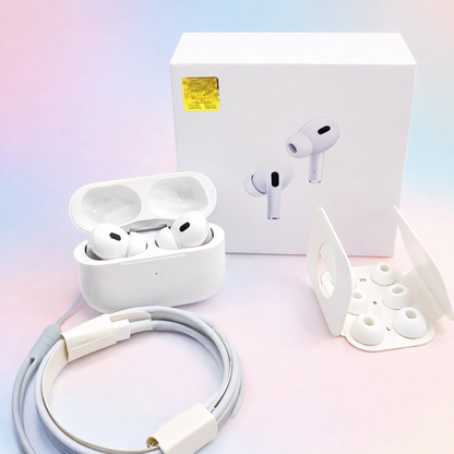 White Pro 2 box pack wireless earbuds with all accessories