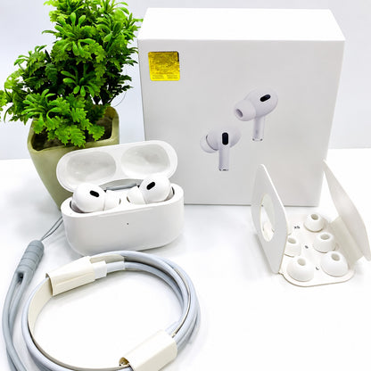 White Pro 2 box pack wireless earbuds with all accessories